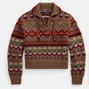 Polo Ralph Lauren fair isle lace up sweater - NWT